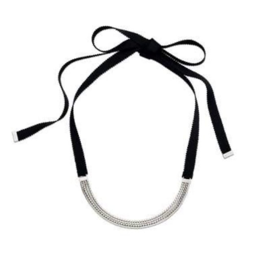 Keep Collective Grosgrain and Multi Chain Silver/Black Necklace New in Box